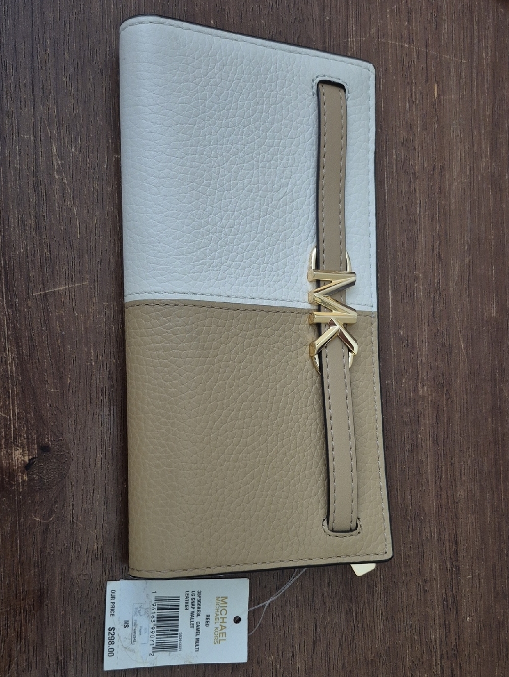 Michael Kors Two-Tone Leather Continental Wallet - White & Taupe